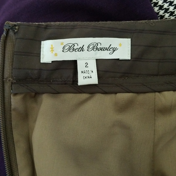 Beth Bowley brown 100% wool lined a-line skirt - Picture 5 of 8